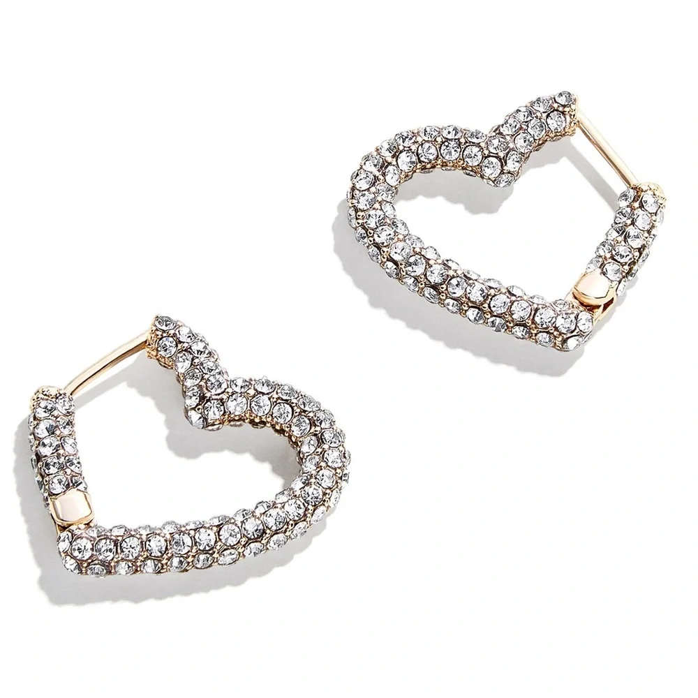 BaubleBar Velma Pavé Heart Huggie Earrings NWT